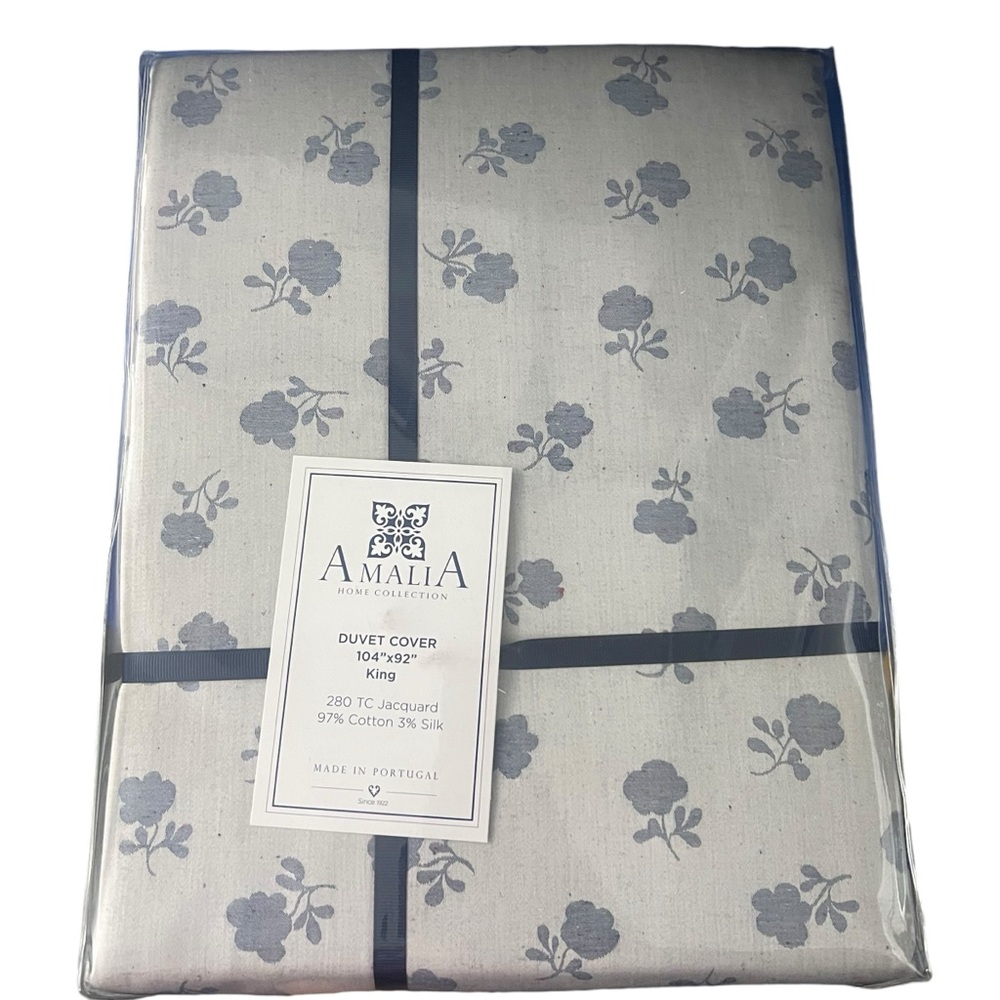 AMALIA HOME COLLECTION LILI FLORAL JACQUARD SILK BLEND‎ DUVET COVER KING SIZE